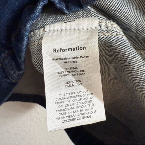 Reformation Nikki Strapless Bustier Denim Mini Dress Size 10 - Picture 4 of 6